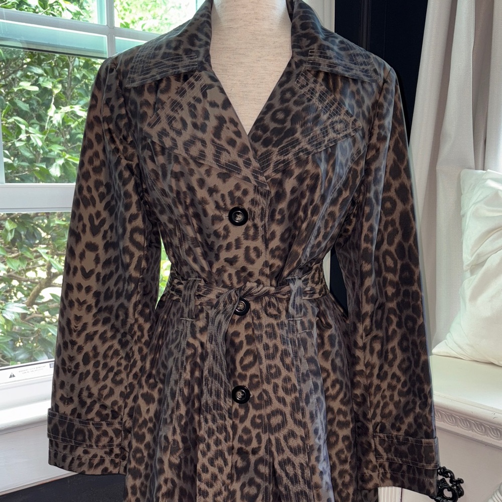London Fog Leopard Print Trench Coat